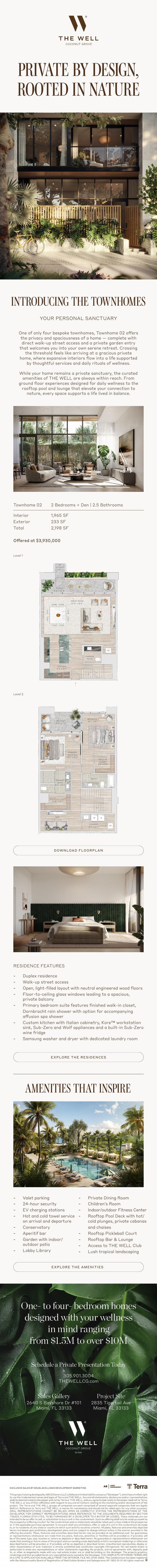 Eblast presenting the Coconut Grove townhomes